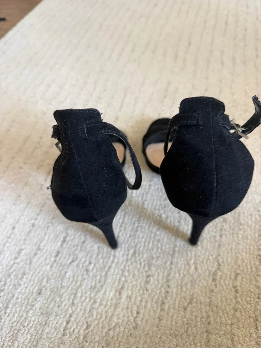 Black Ankle-Strap Open Toe Classic Heels for Women